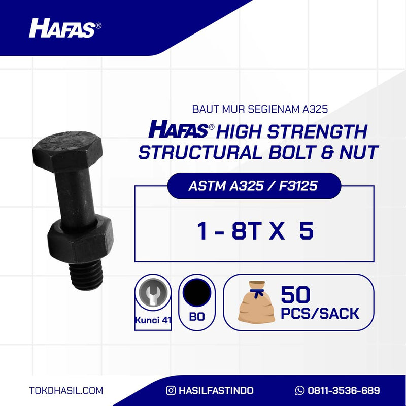 BAUT MUR SEGIENAM BAJA A325 HITAM 1 X 5,DRAT HALF 8TPI