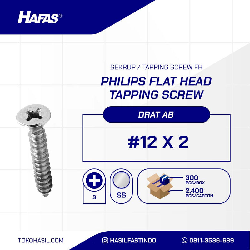 SEKRUP / TAPPING SCREW FH PHILLIPS SUS 304 5.5 X 50 (