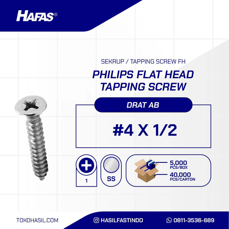 SEKRUP / TAPPING SCREW FH PHILLIPS SUS 304 03 X 12 (