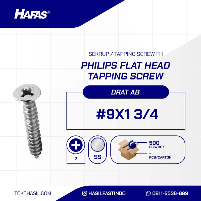 SEKRUP / TAPPING SCREW FH PHILLIPS SUS 304 4.5X 45 (