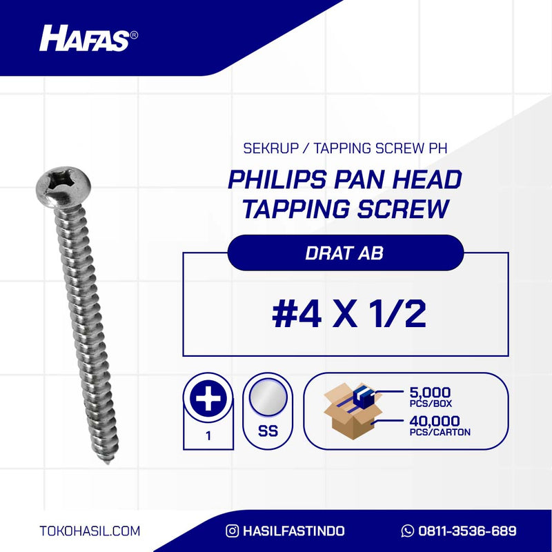 SEKRUP / TAPPING SCREW PH PHILLIPS SUS 304 03 X 12