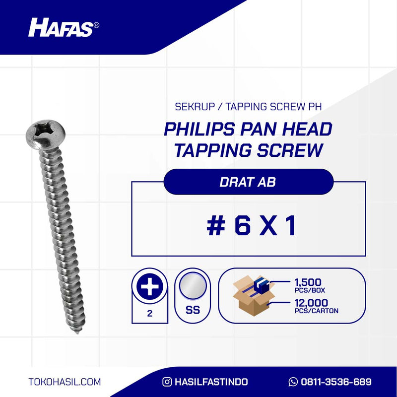 SEKRUP / TAPPING SCREW PH PHILLIPS SUS 304 3.5X 25