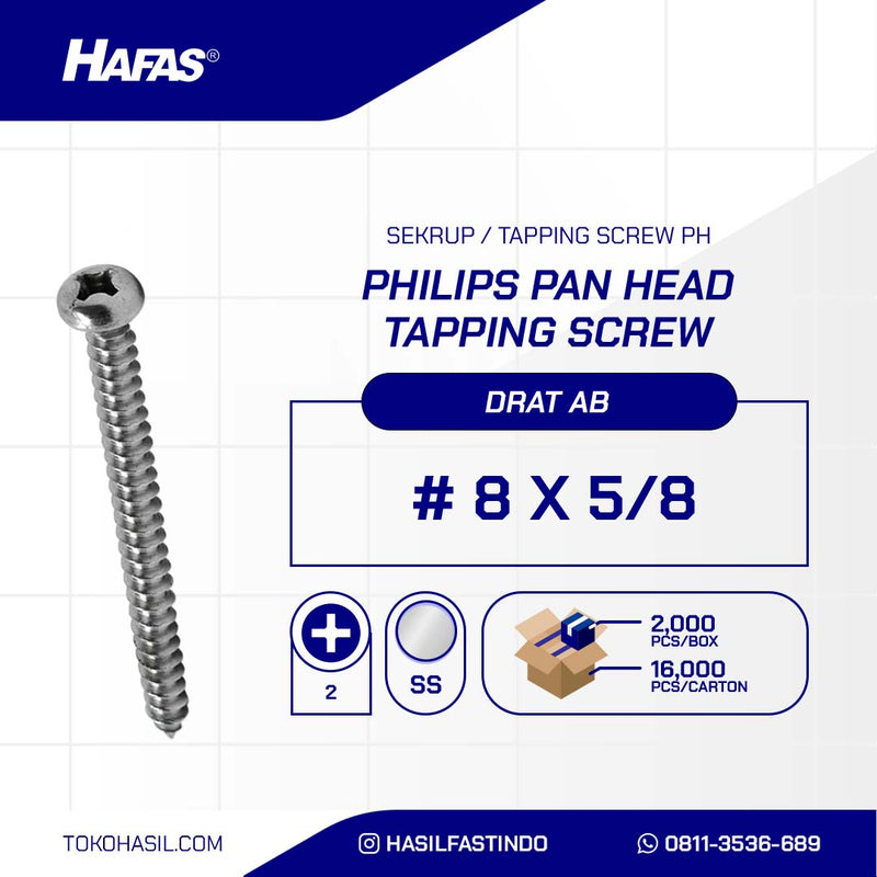 SEKRUP / TAPPING SCREW PH PHILLIPS SUS 304 04 X 15